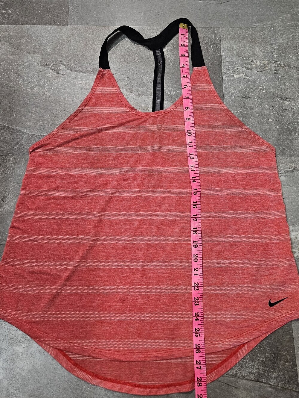 Nike Dri-Fit Tank Top. Heathered Orangy-Red. Light Grey. Black. Stripes. Size L. - Picture 11 of 11